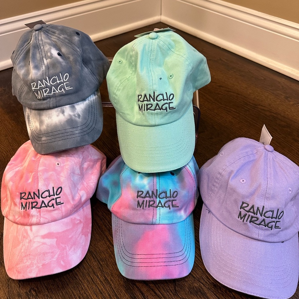 Tie-Dye Hat Collection, Lot of 5, Soft, Colorful, Rancho Mirage, CA